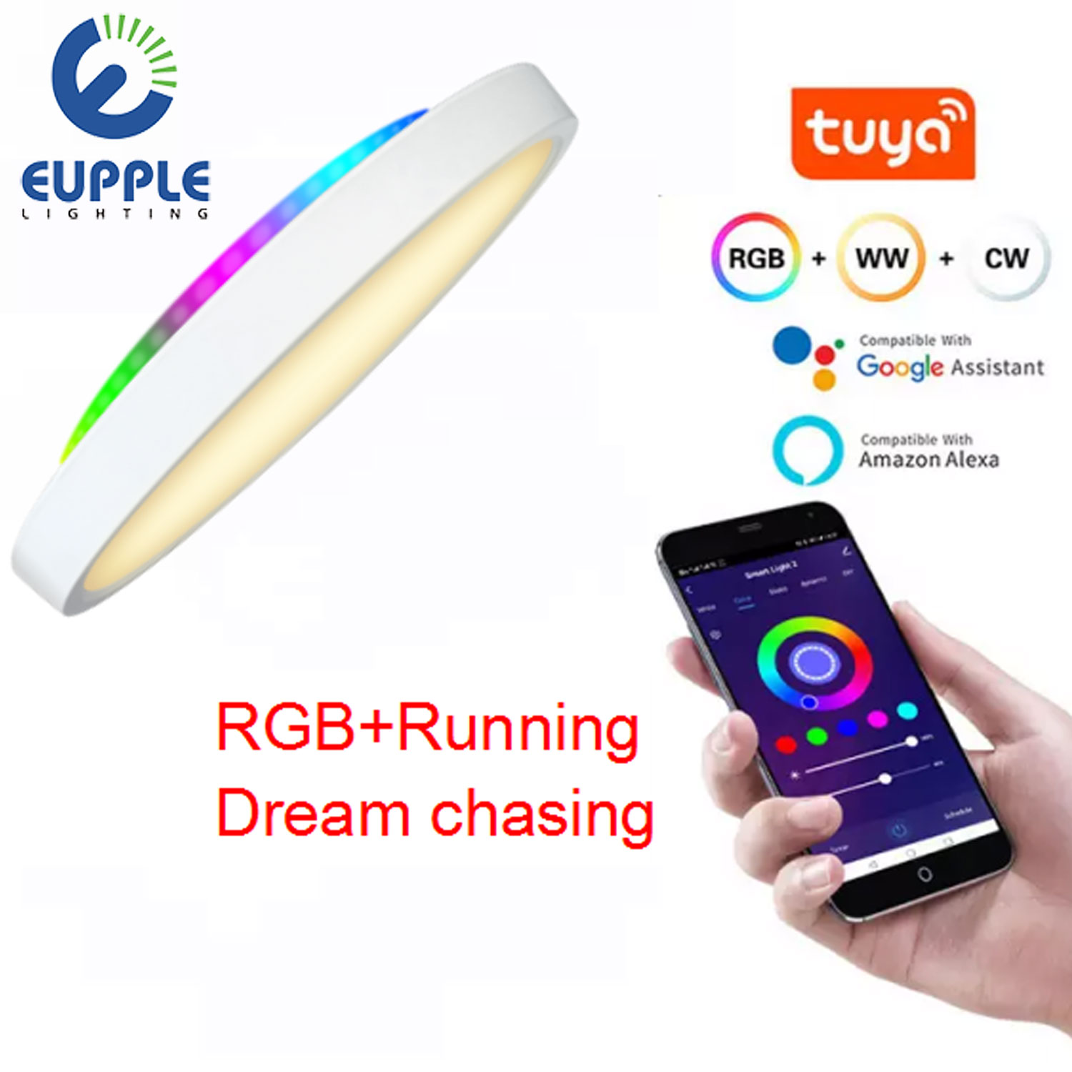 RGBW Dimmable Alexa WIFI Control Decorative 12inch 300mm Tuya Smart LED Panel Light for kids bedroom